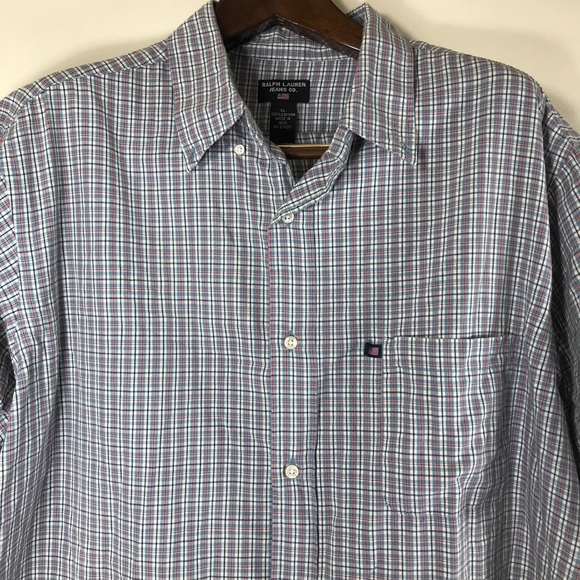 Ralph Lauren Jeans Co. 2 Button Down Dress Shirt Sz XL Mens Plaid Short Sleeve - Picture 2 of 9